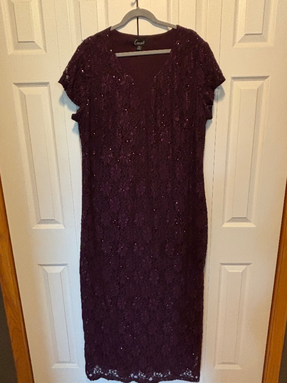 Connected Apparel 22W Plum Lace Sequin Formal Dress Plus Size